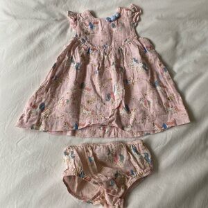 Mud Pie Pink Unicorns Baby Dress with Bloomers